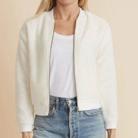 Marine Layer Women's Birdseye Bomber Jacket Natural Cream XL - Picture 1 of 11